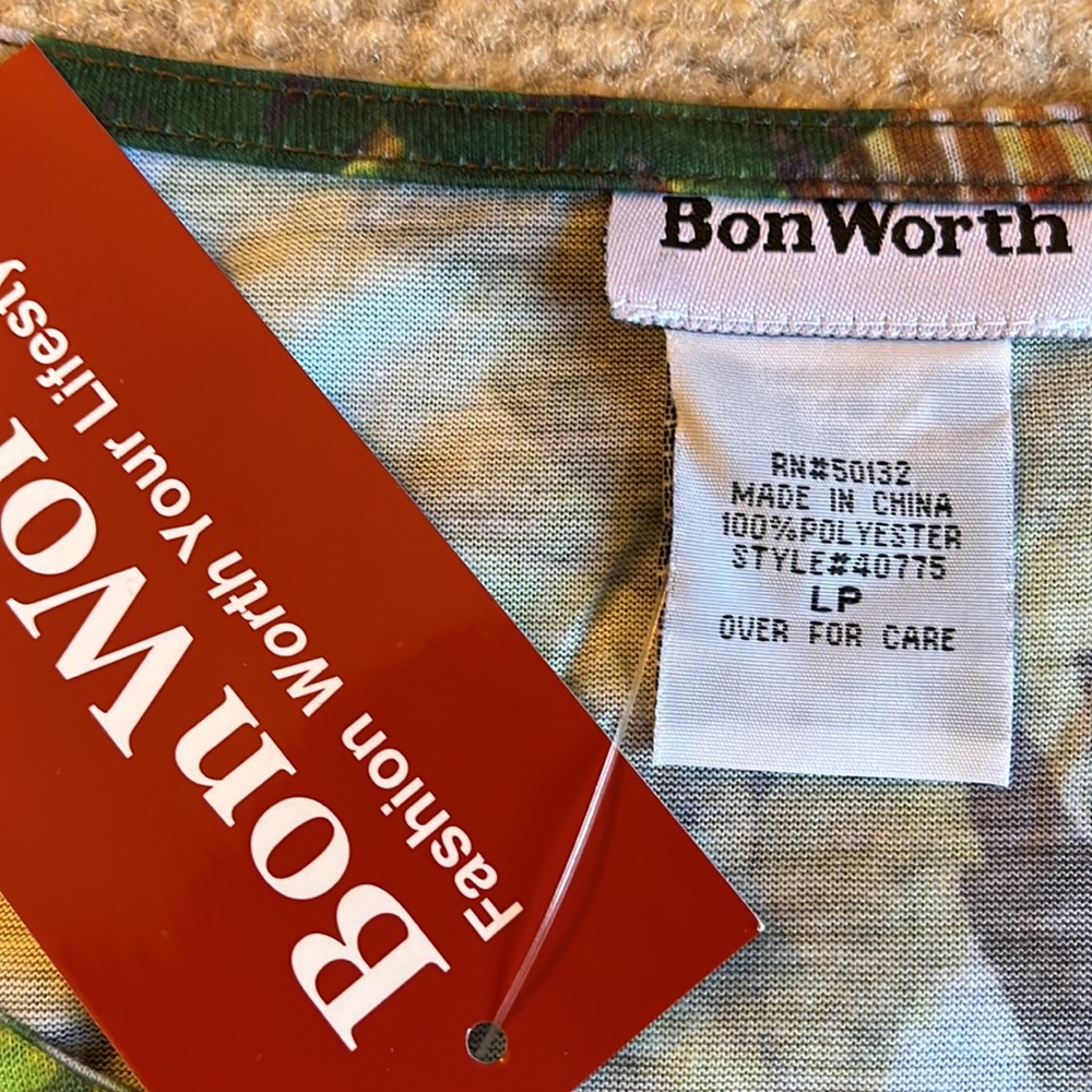 Bon Worth Tropical Palm & Lighthouse Top – Petite Large 🌴 NWT - Picture 3 of 10